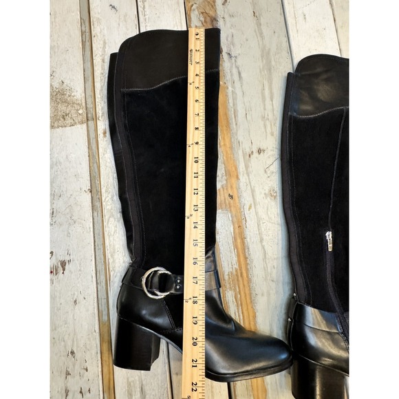 Marc Fisher Over Knee Riding Boots Editer Women's Size 9 Black Leather Worn Once - Picture 6 of 16